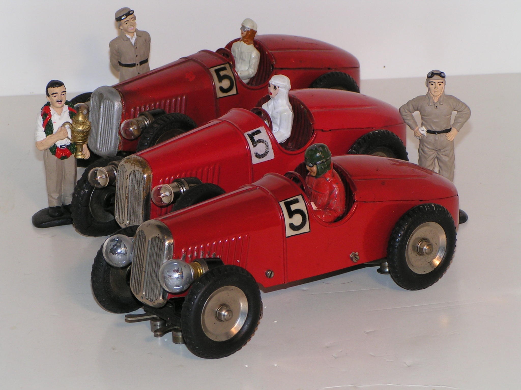  3 OF MY RED MARKLIN ALFA ROMEO RAILCARS MADE IN 1934