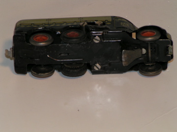 VIEW OF THE UNDERSIDE OF THE 1937 ELECTRIC TRUCK.