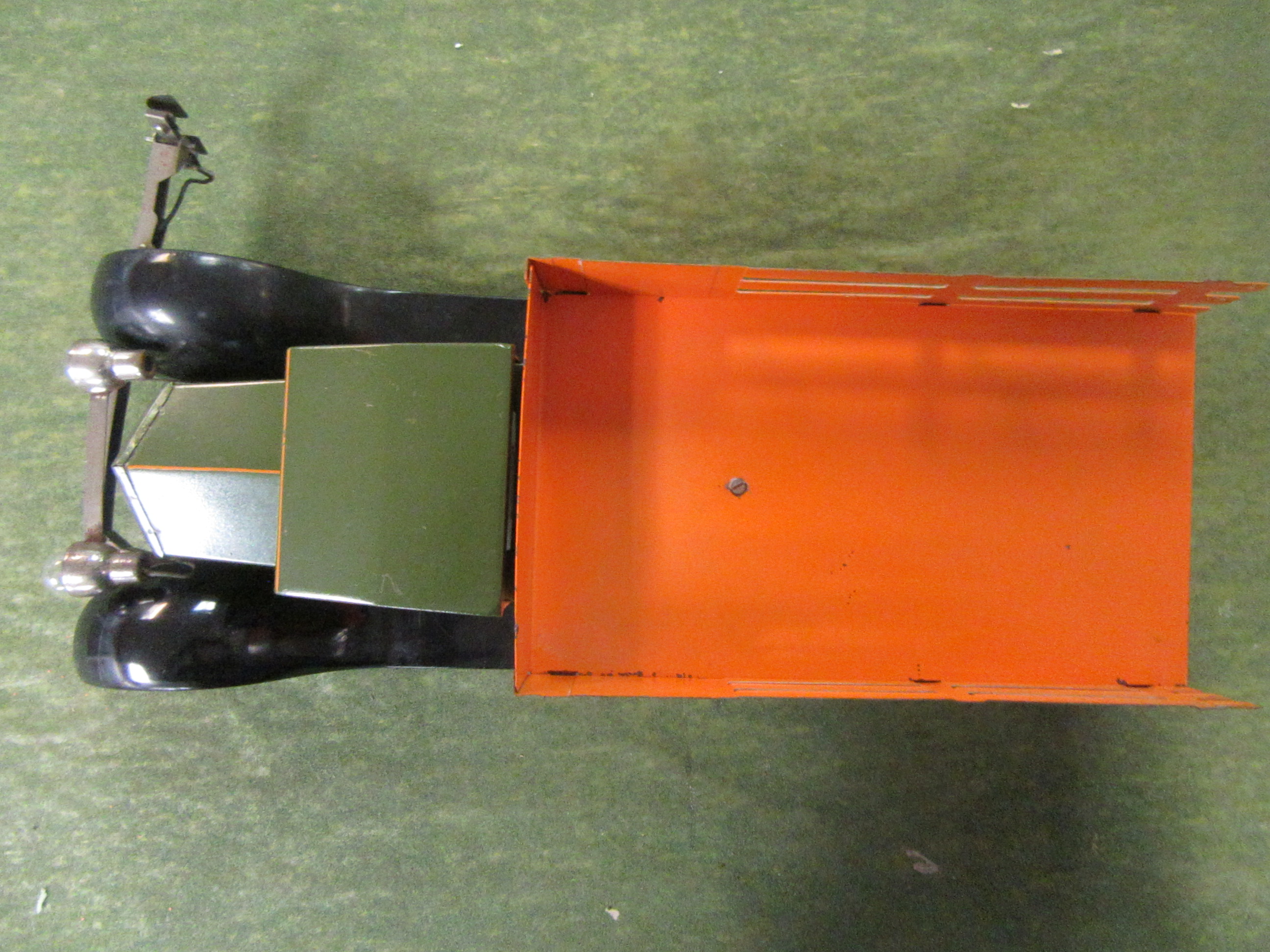 TOP VIEW OF THE STAKE BED TRUCK. RARE