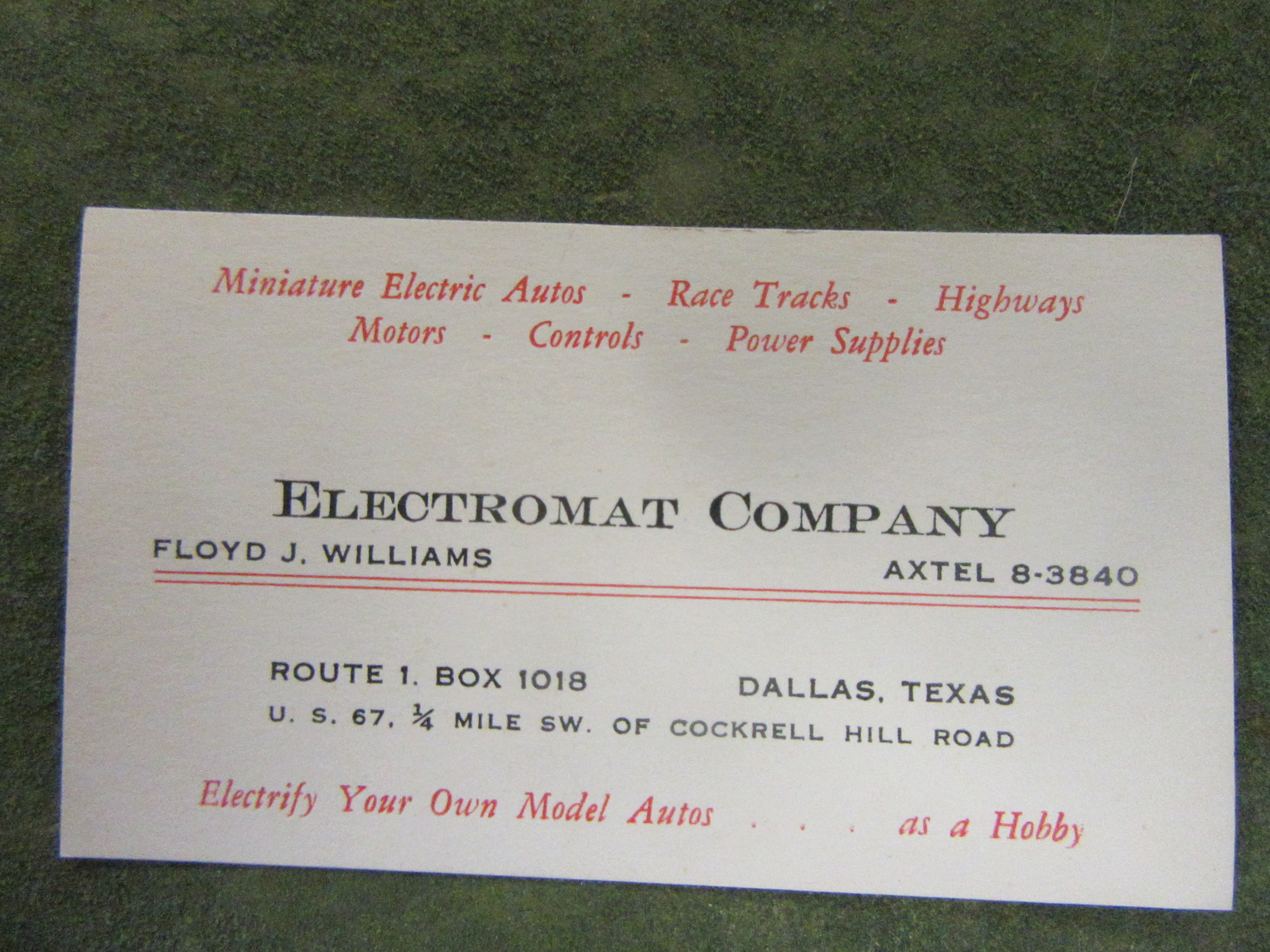 SALES CARD OF THE OWNER.