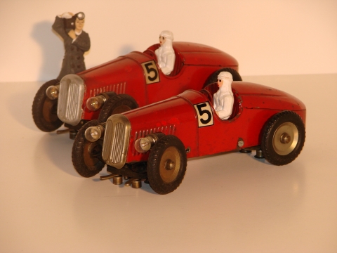 2 TINPLATE INSPIRED 1/20TH SCALE ALFA ROMEOS MADE IN 1934.RARE