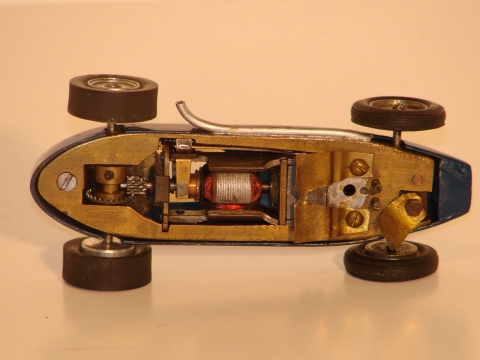 BOTTOM OF THE 1/32ND SCALE LOTUS 16 RAILCAR BUILT BY THE FOUNDER G.K.JARVIS, VERY RARE