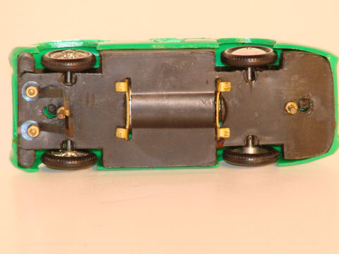 UNDERSIDE OF THE 1/43RD SCALE MERCEDES SILVER ARROW. CHASSIS IS UNREMOVABLE