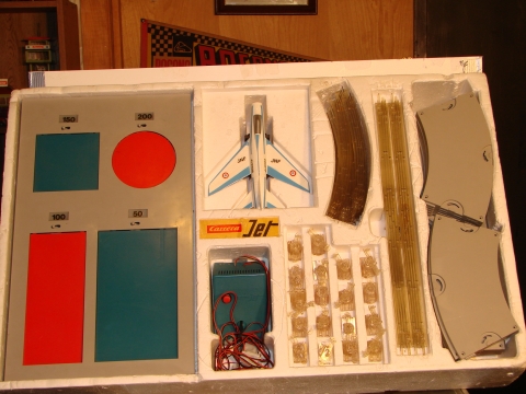 SET SHOWING THE TARGET WHICH IS SHOT AT BY THE JET WITH ITS 4 MISSLES IN ITS NOSE