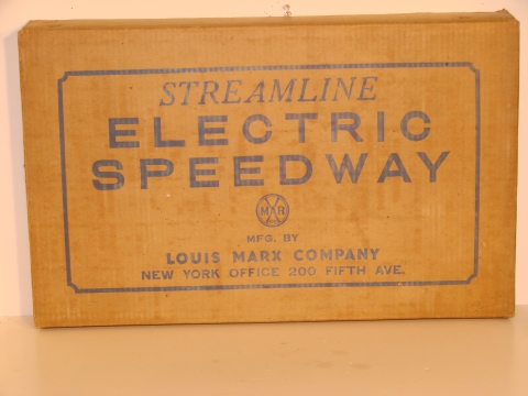 1938 ELECTRIC SPEEDWAY SET WITH A TRAIN & A CAR, VERY RARE